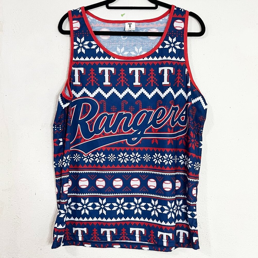 Texas‎ Rangers Christmas In July Ugly Sweater Tank Top Size XL NWOT